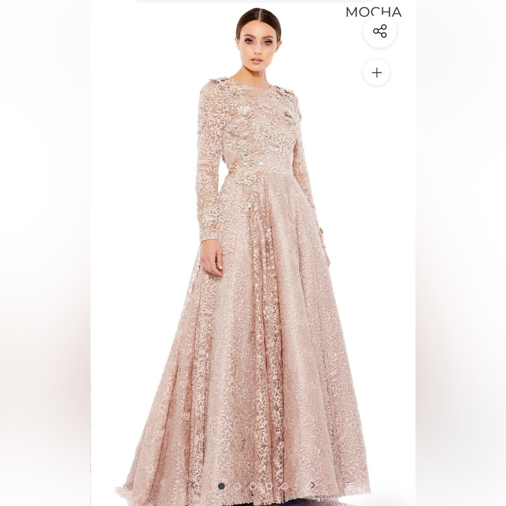 Mac Duggal 11121D Dress- Elegant Lace Evening Gown - Pink